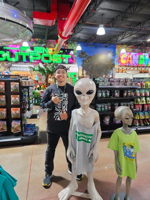 Raymond with an alien 
